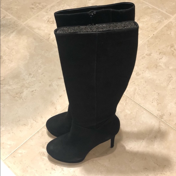 ANTONIO MELANI Black Suede Knee High Boot Ryder Sz 7 4 inch Stilletos - Picture 3 of 10